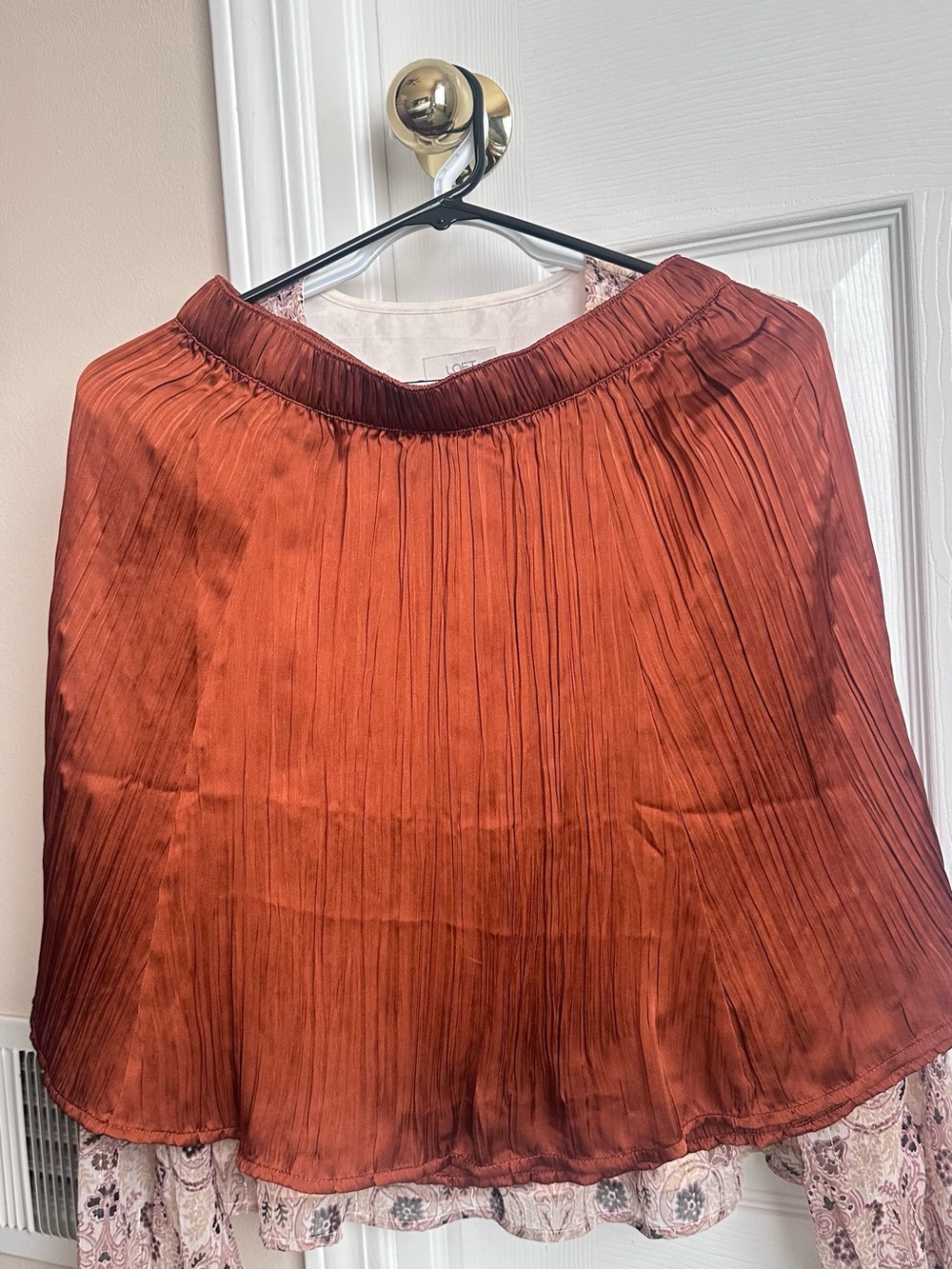 LOFT Rust Pleated Circle Skirt